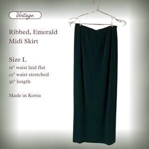Vintage Ribbed Emerald Midi Skirt
